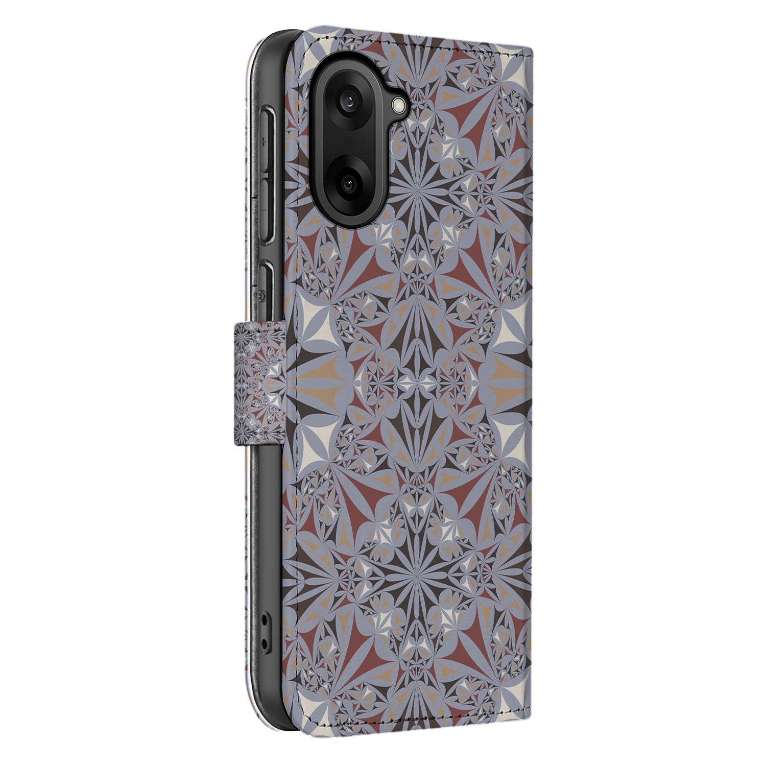 OnePlus Nord CE 5 Bookcase Hoesje Kleurrijke Bloemenpatroon Meerkleurig Zijaanzicht