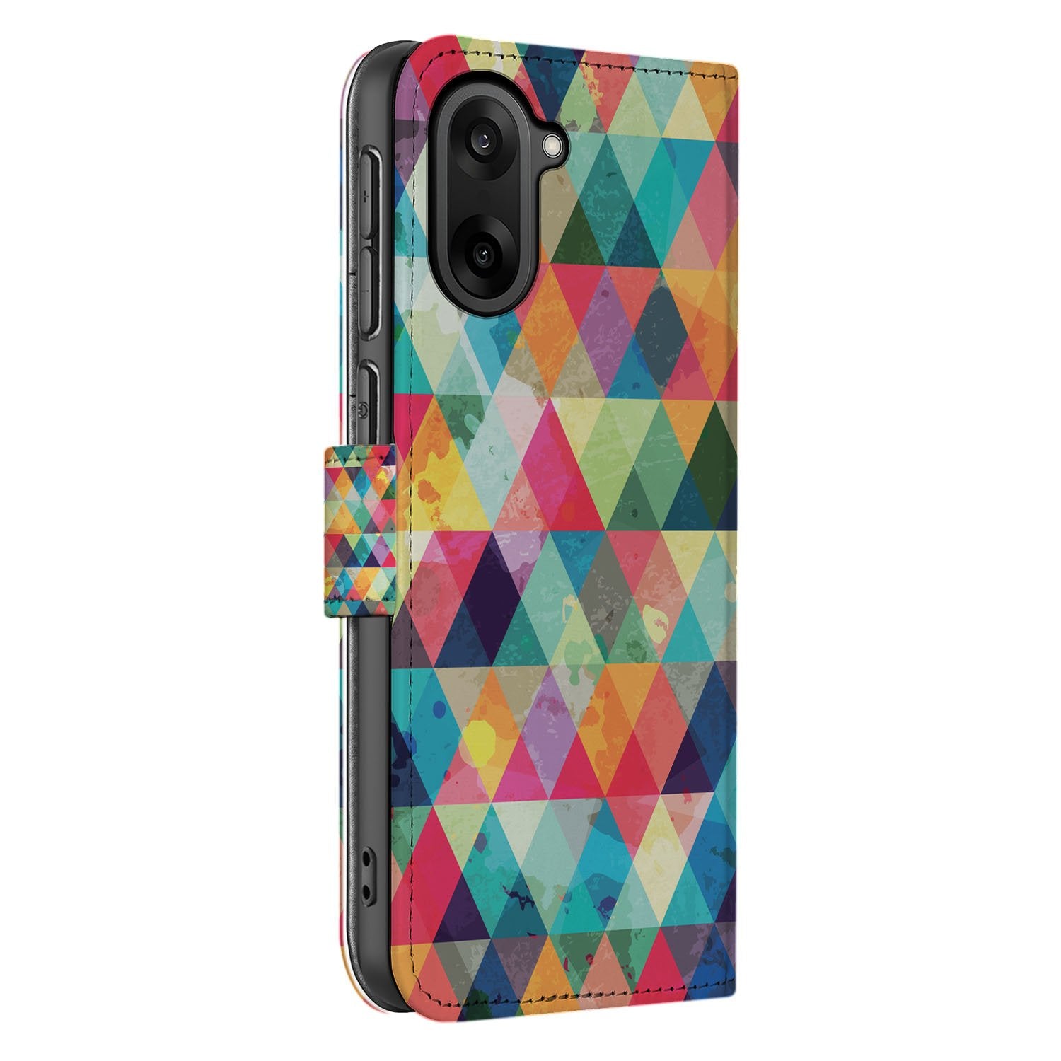OnePlus Nord CE 5 Bookcase Hoesje Geruit Hoesje voor OnePlus Nord CE 5 kleurrijk design aanzicht