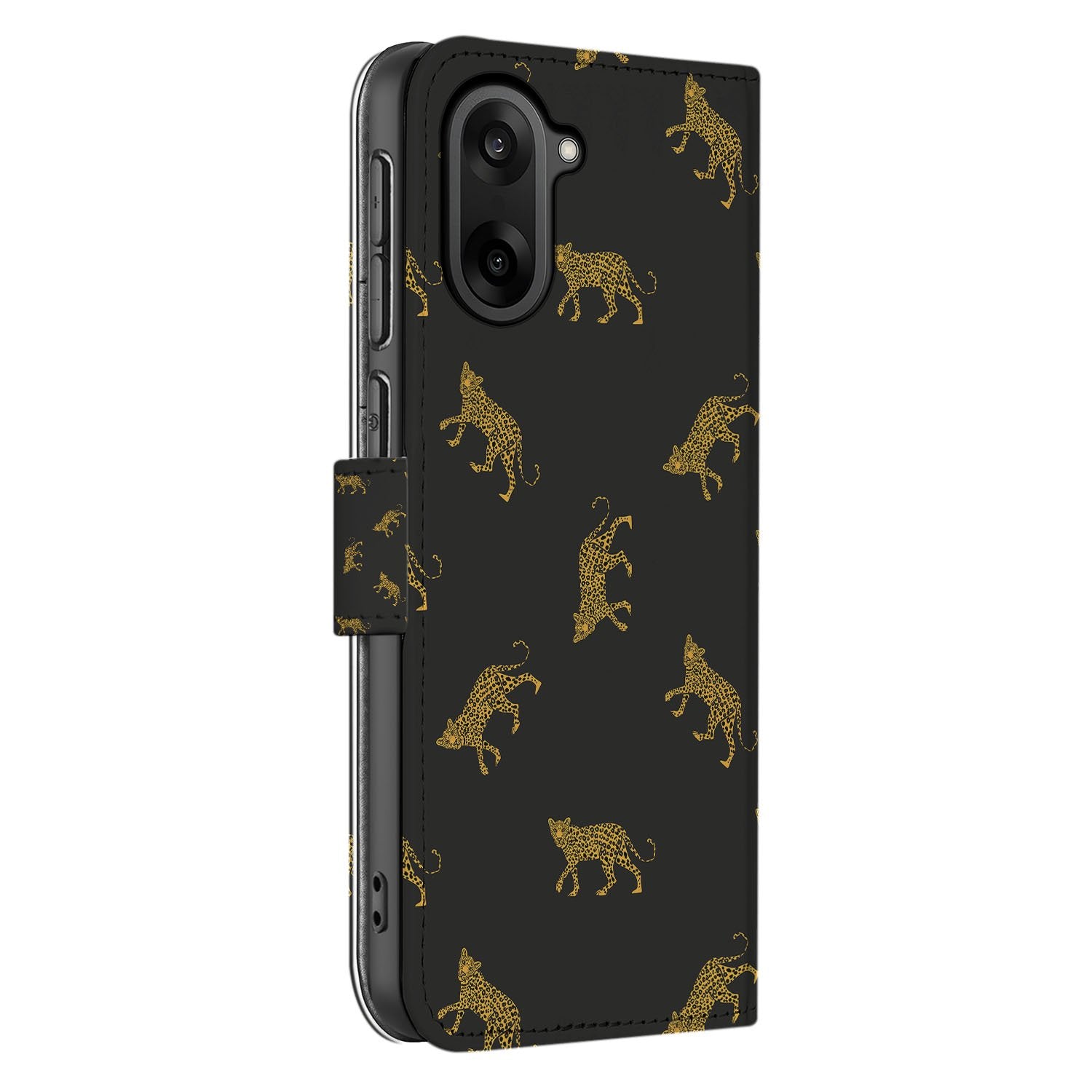 OnePlus Nord CE 5 Leopard Luxe Hoesje Voor OnePlus Nord CE 5 Bookcase Hoesje luipaardprint zwart goud