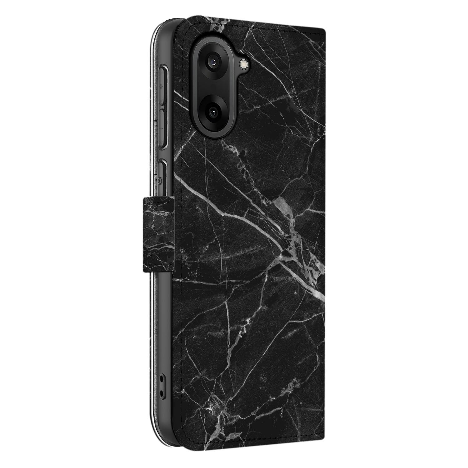 Portemonnee Hoesje OnePlus Nord CE 5 Zwart Marmer Luxe zijaanzicht