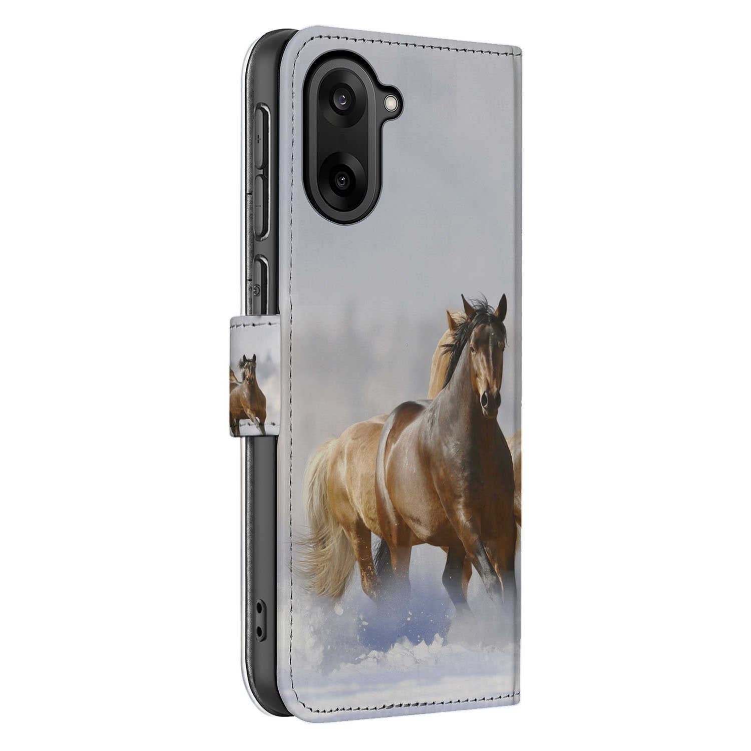 Portemonnee Hoesje OnePlus Nord CE 5 Paarden Motief zijkant paardenprint