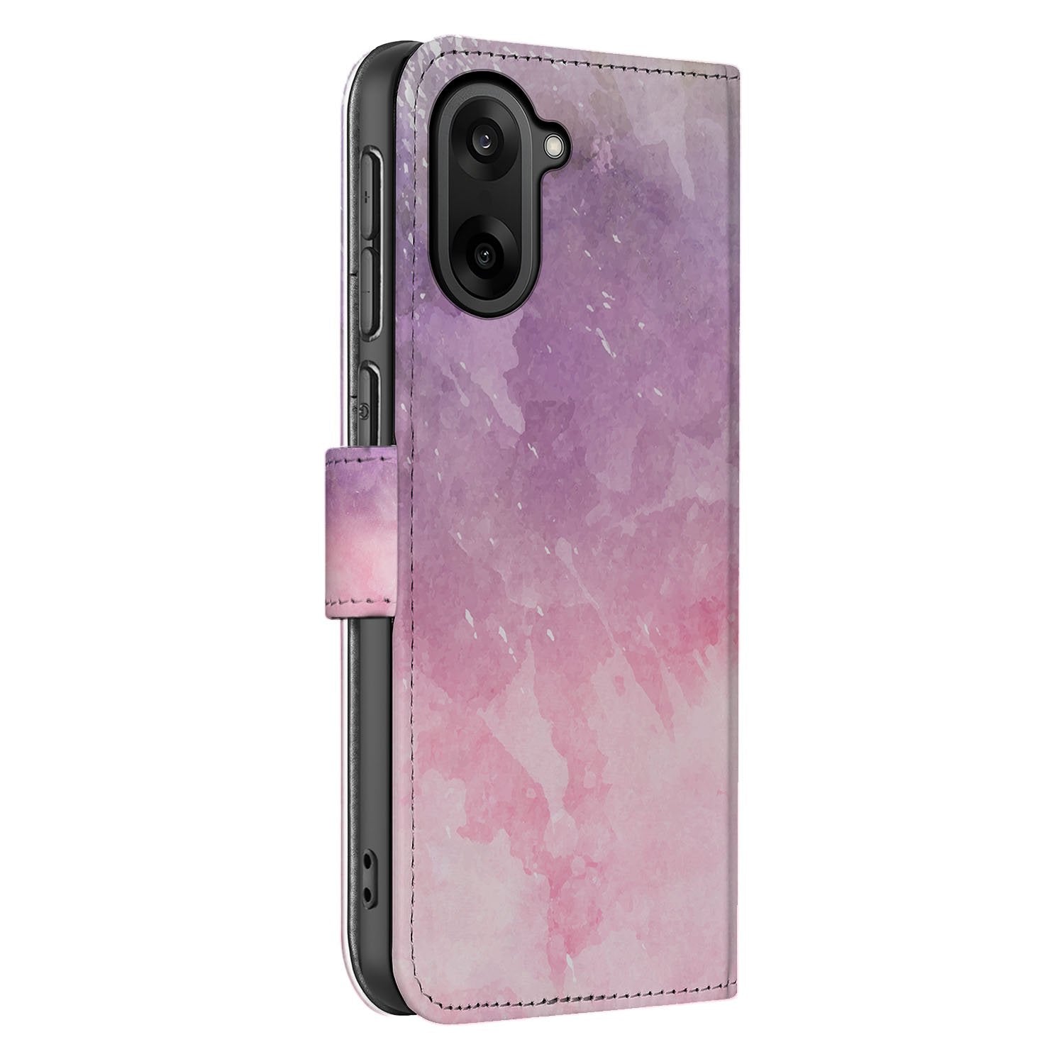 OnePlus Nord CE 5 Bookcase Hoesje Voor OnePlus Nord CE 5 | Roze Paars Waterverf zijkant