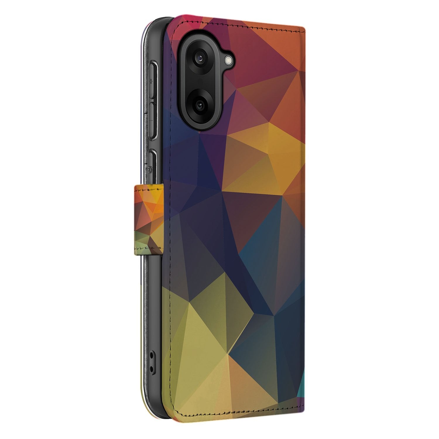 Polygon Color OnePlus Nord CE 5 Book Case Portemonnee Hoesje geometrisch design zijkant