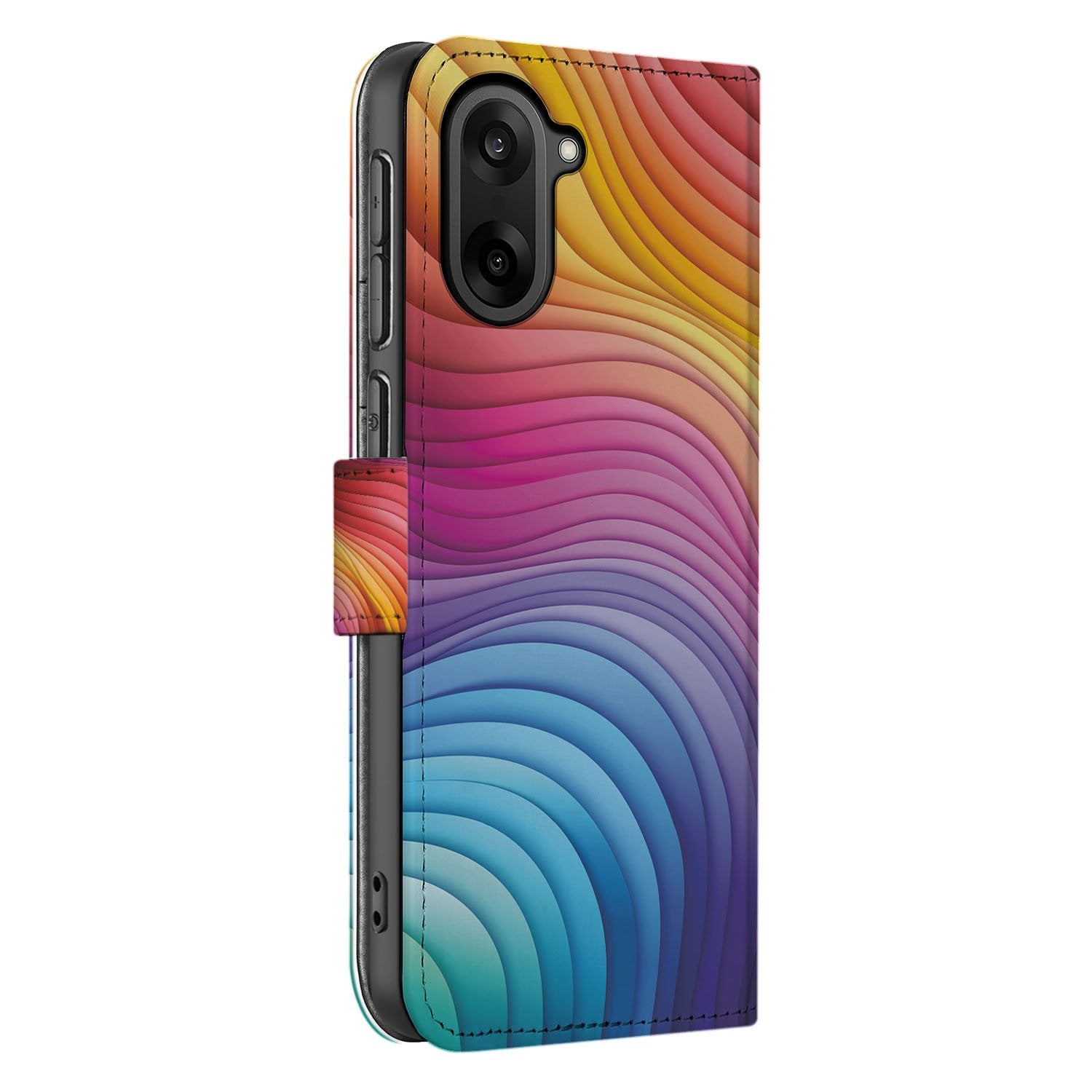 OnePlus Nord CE 5 Regenboog Hoesje Voor OnePlus Nord CE 5 Book Case design golvende print aanzicht