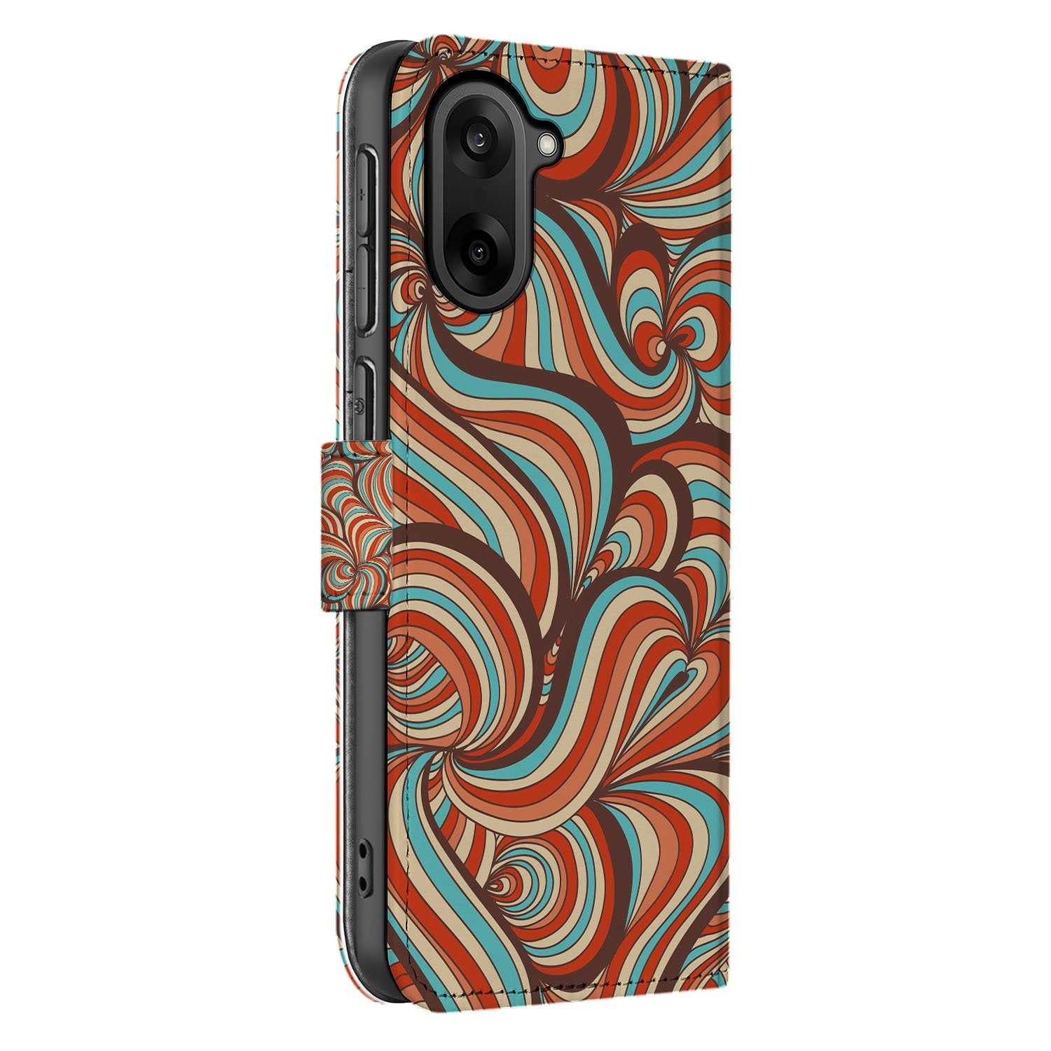 OnePlus Nord CE 5 Book Case OnePlus Nord CE 5 Retro Met Pasjes En Magnetische Sluiting design retro patroon