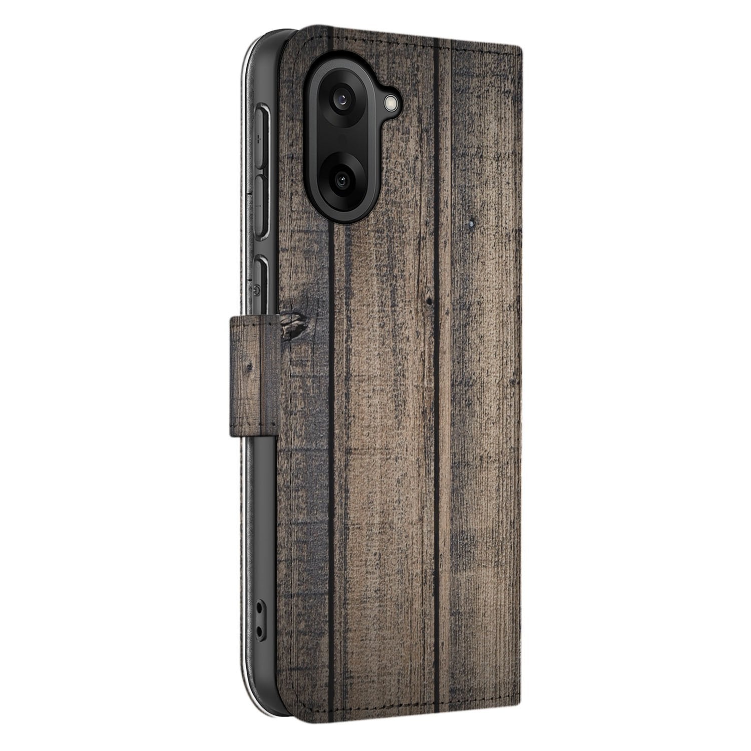 OnePlus Nord CE 5 Bookcase Hoesje Voor OnePlus Nord CE 5 | Steigerhout zijaanzicht