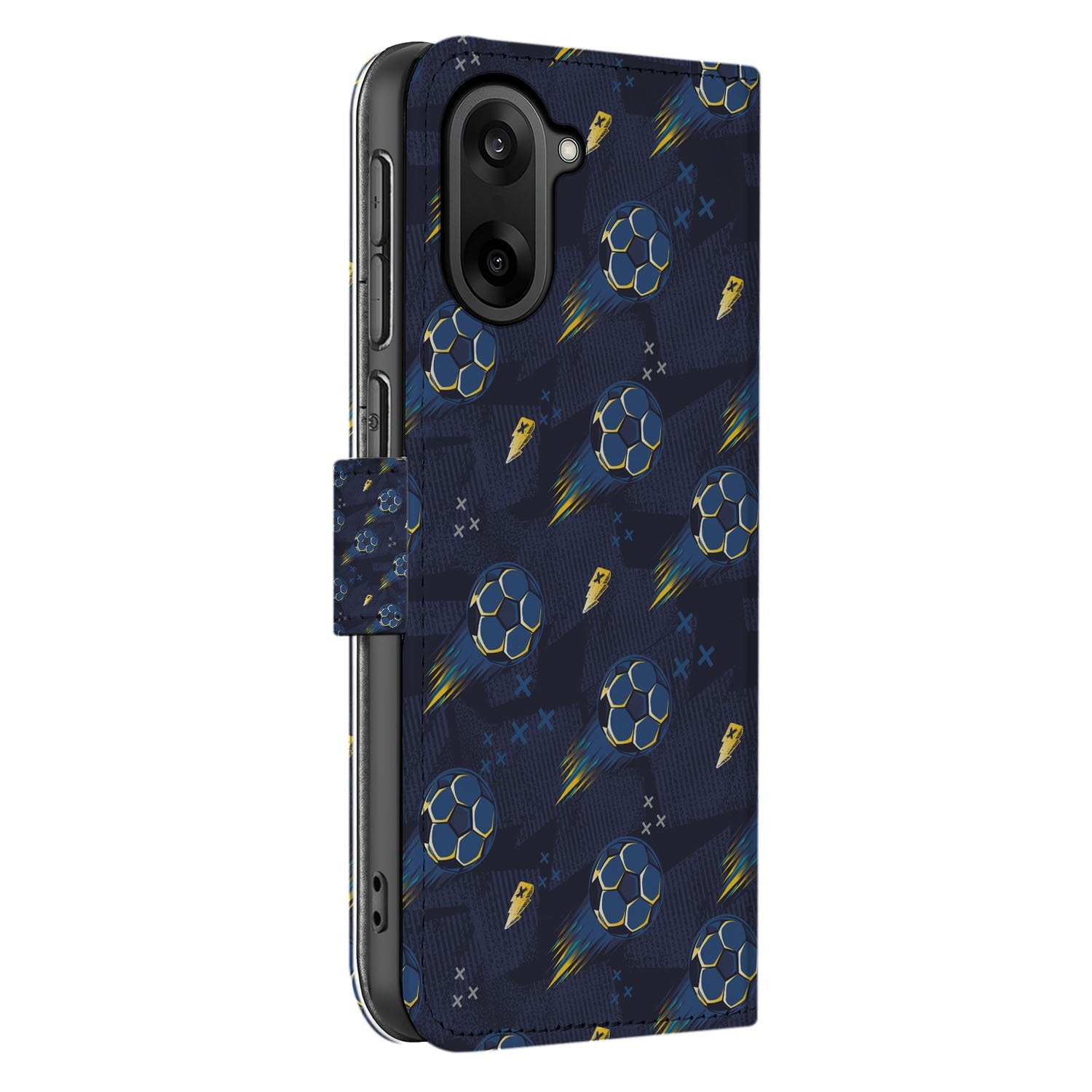 OnePlus Nord CE 5 Voetbal Design Bookcase Hoesje zijaanzicht