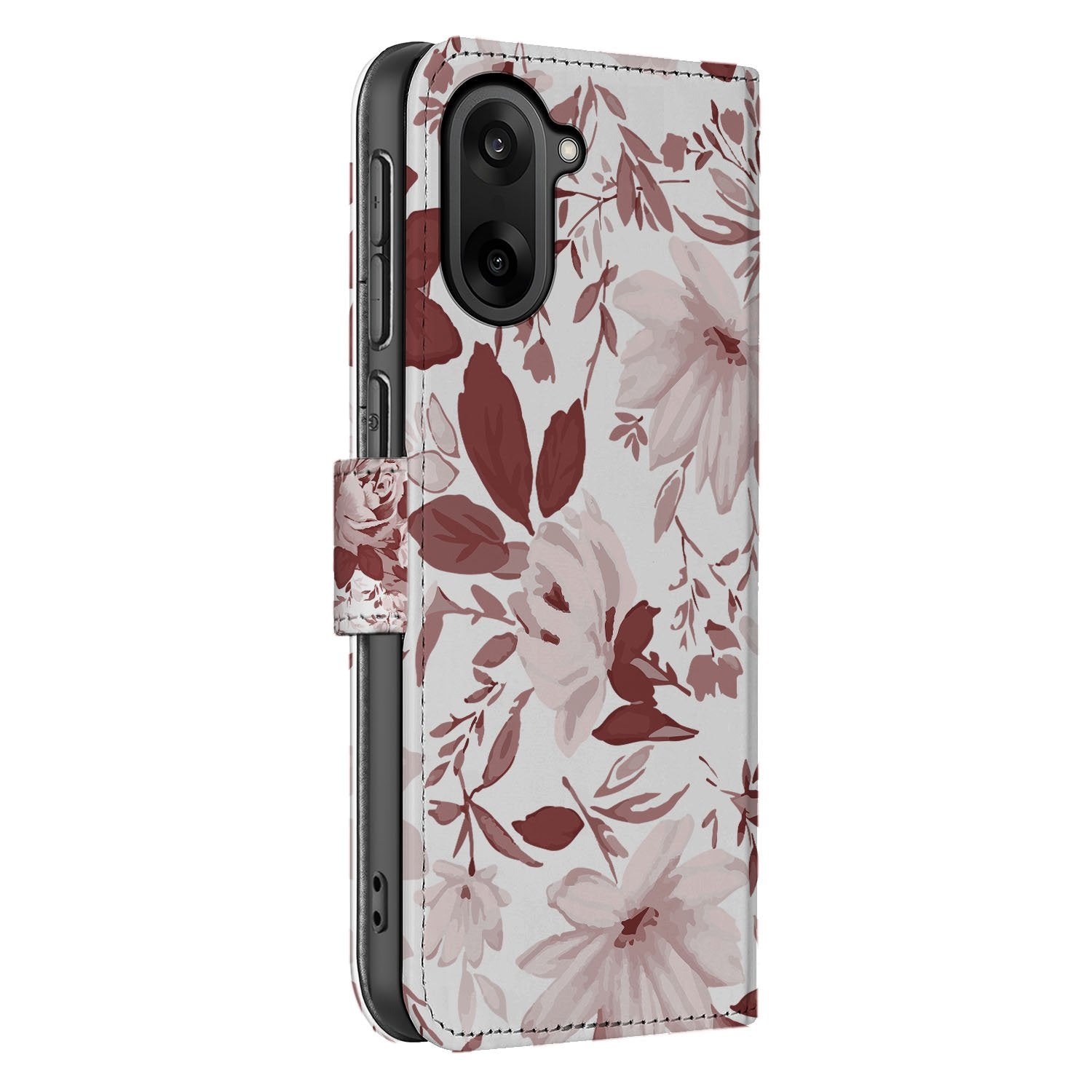 OnePlus Nord CE 5 Watercolor Flowers Hoesje Voor OnePlus Nord CE 5 Bookcase Hoesje zijkant