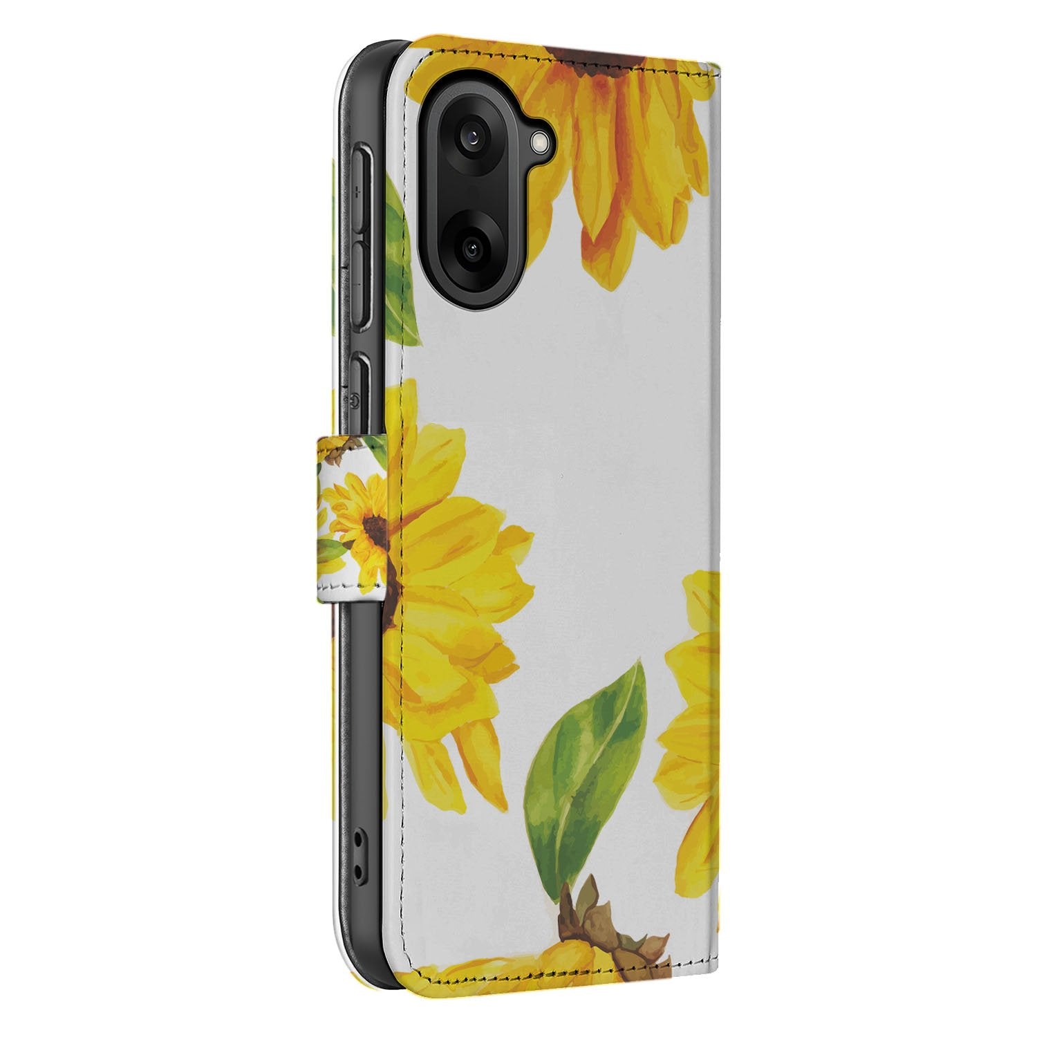 OnePlus Nord CE 5 Zonnebloemen Wallet Hoesje Portemonnee Hoesje zijaanzicht