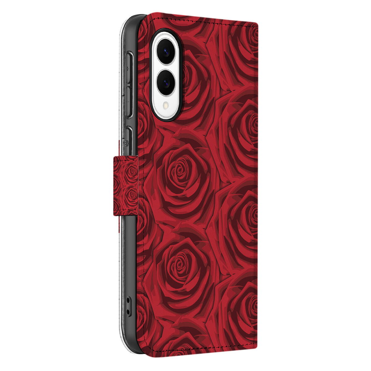Samsung Galaxy S25 Edge Hoesje Red Roses boekhoes met prachtig rozenontwerp voor stijlvolle bescherming.