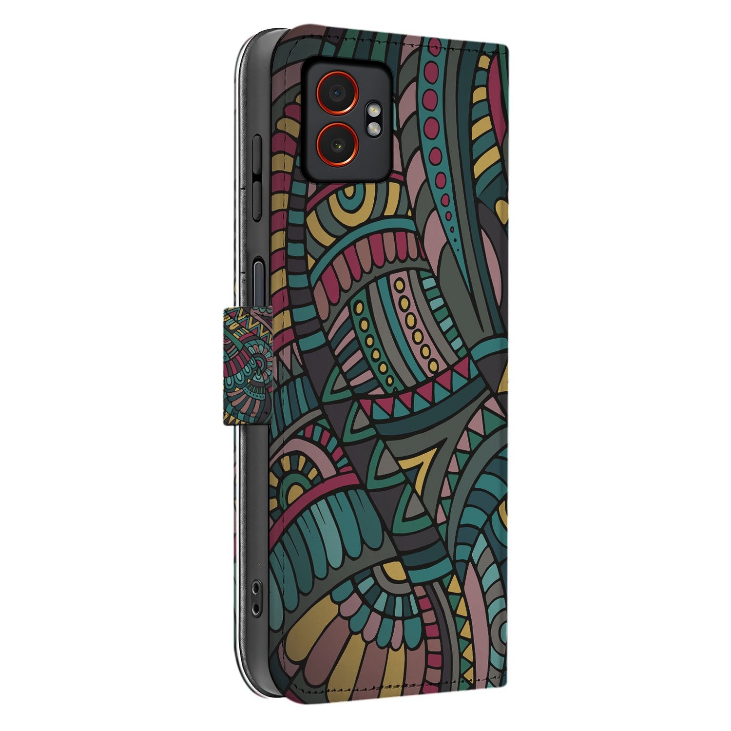 Book Case Samsung Galaxy Xcover 7 Pro | Aztec kleurrijk patroon zijaanzicht