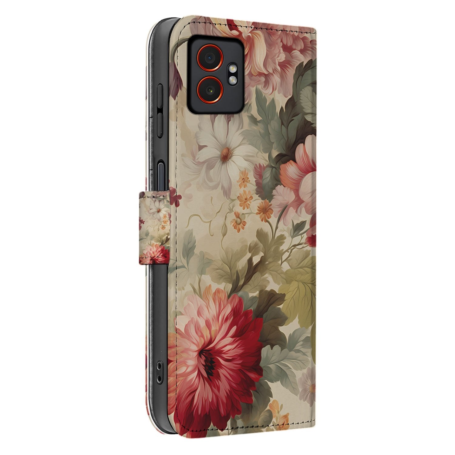 Samsung Galaxy Xcover 7 Pro Portemonnee Hoesje Bloemenprint zijaanzicht