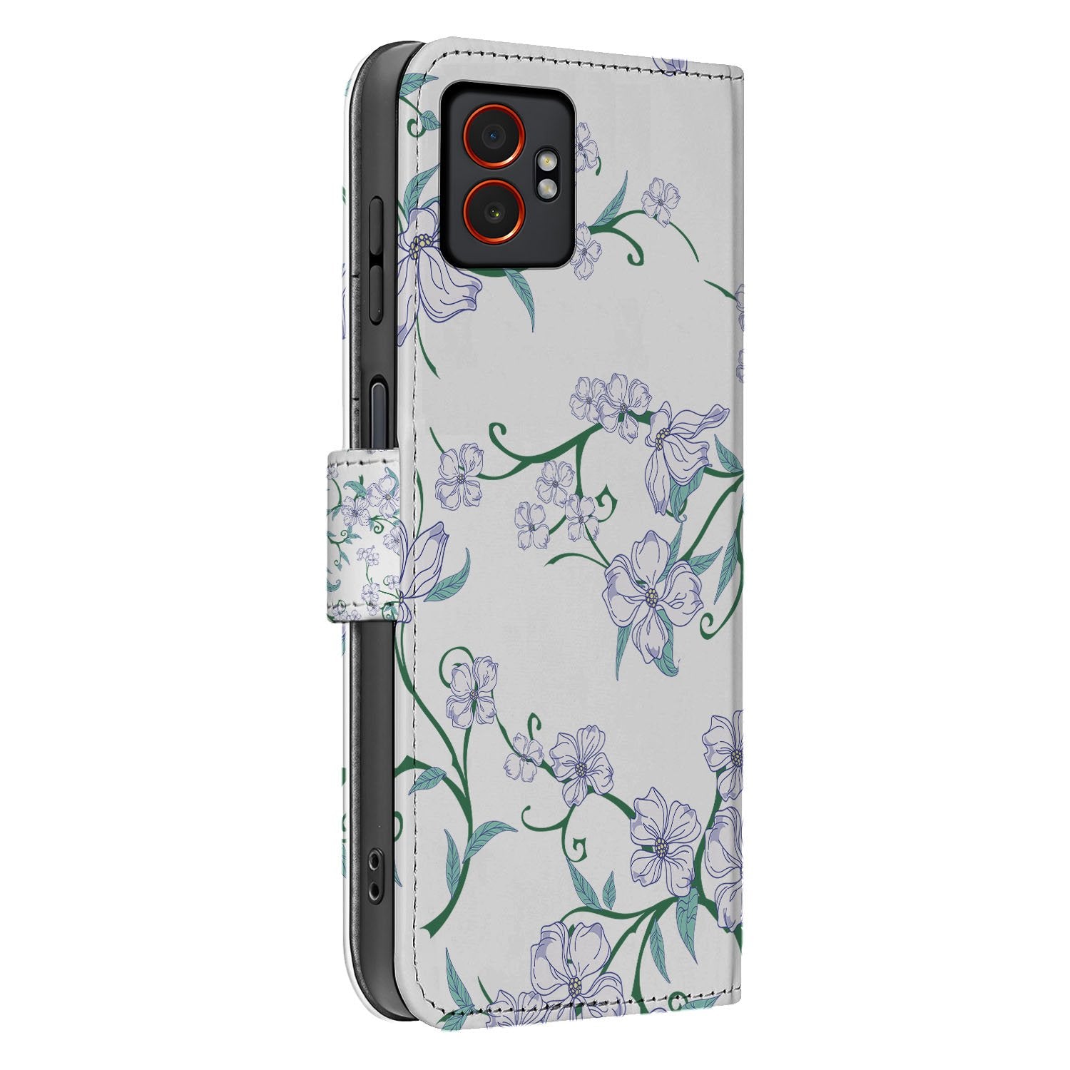 Samsung Galaxy Xcover 7 Pro Portemonnee Hoesje Blossom White bloemenmotief zijkant