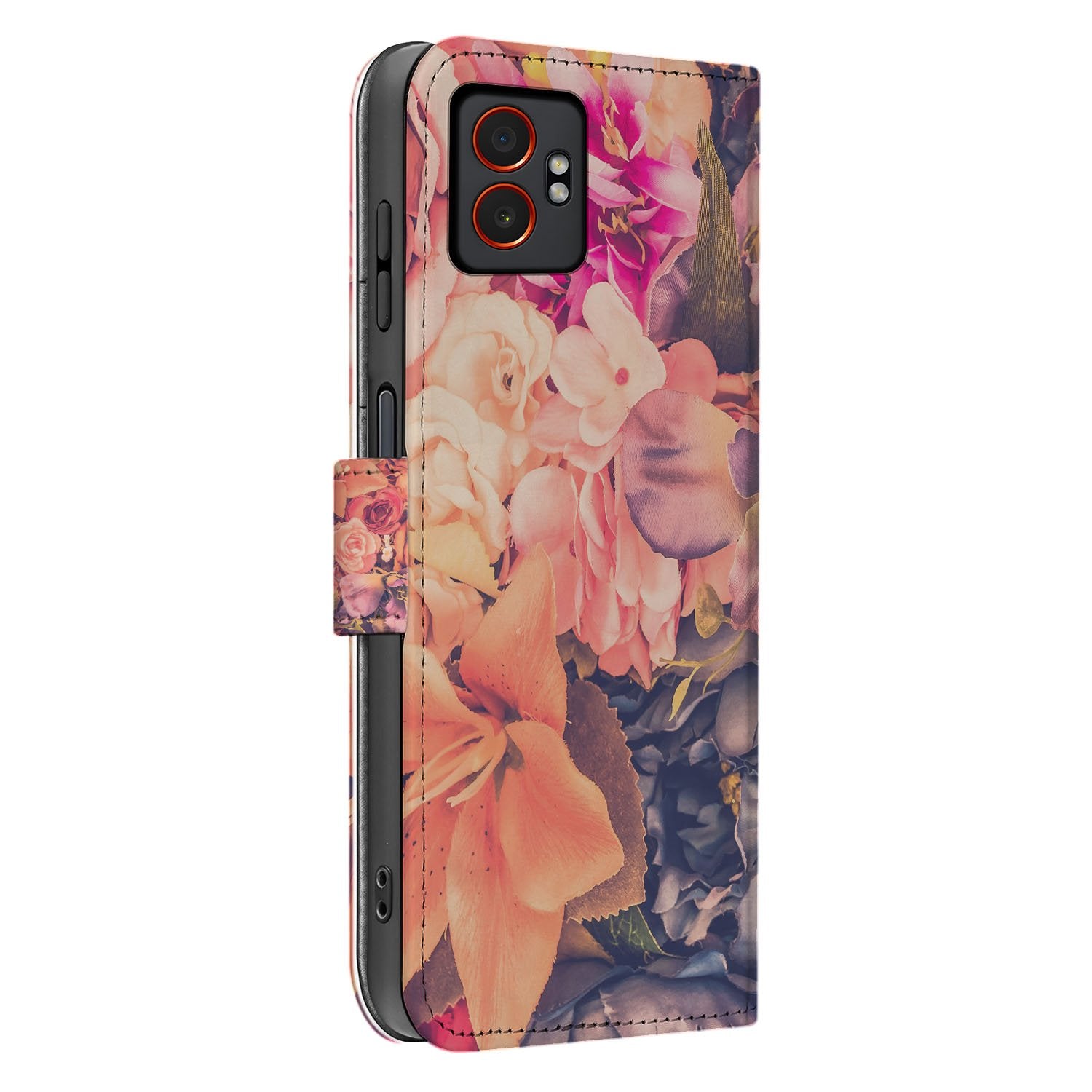 Bosje Bloemen Samsung Galaxy Xcover 7 Pro Book Case bloemen ontwerp zijaanzicht