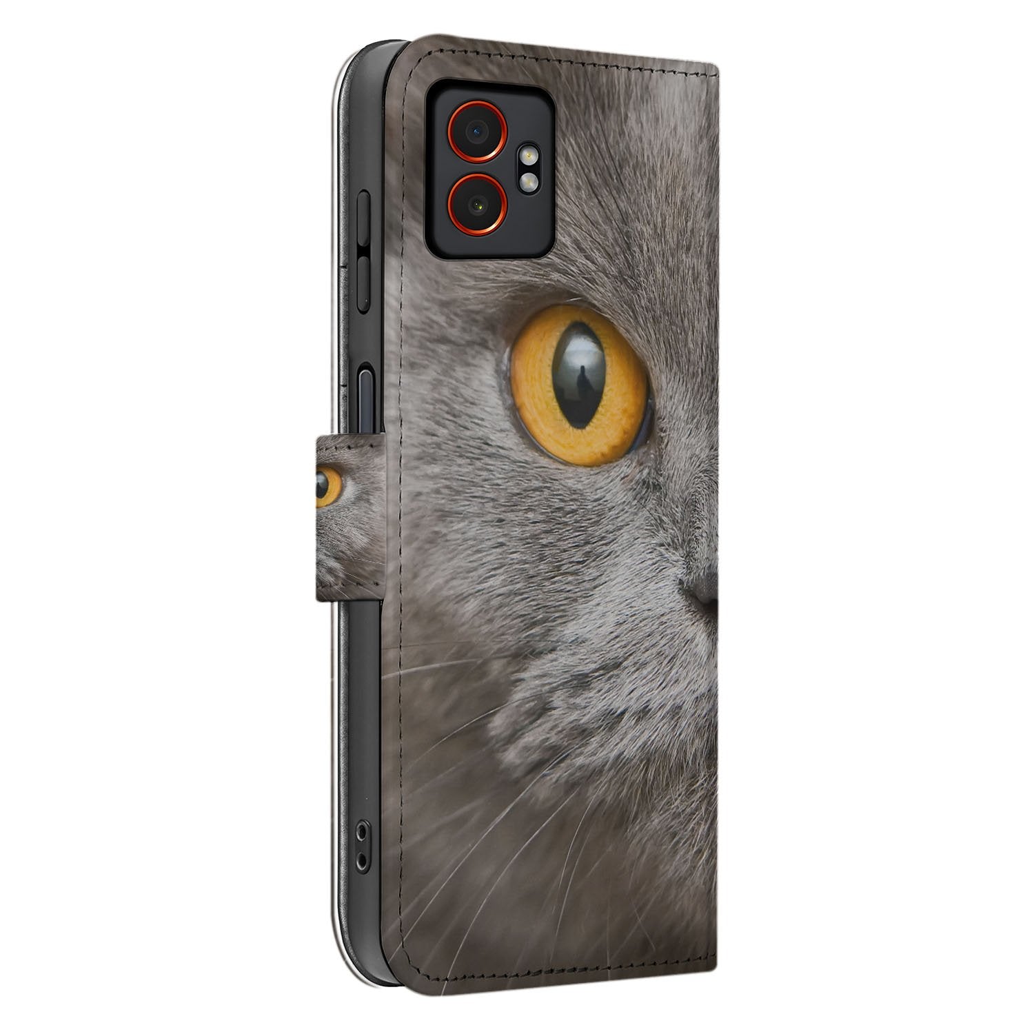 Britse Korthaar Samsung Galaxy Xcover 7 Pro Book Case kattenprint zijkant