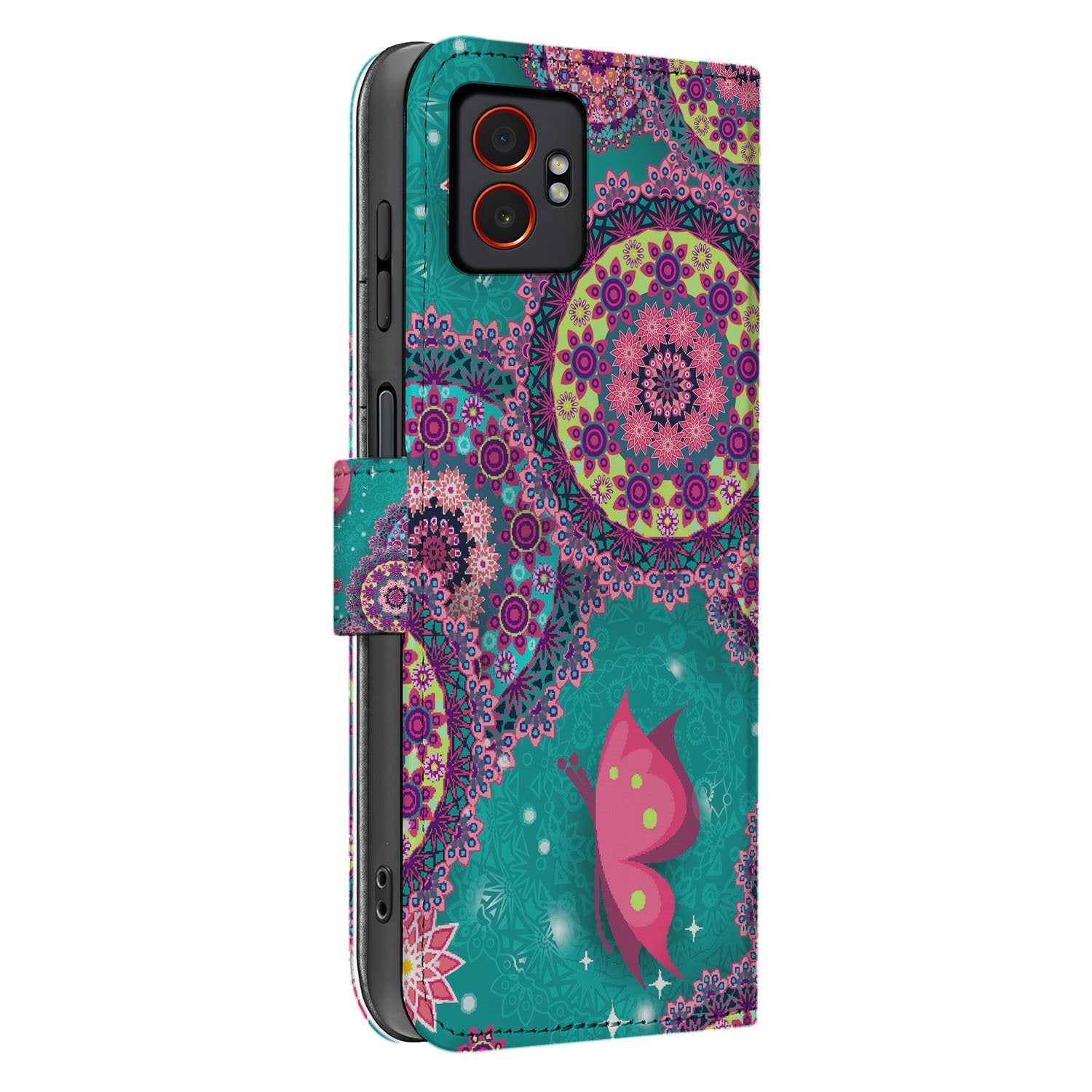 Samsung Galaxy Xcover 7 Pro Cirkels en Vlinders Book Case zijaanzicht