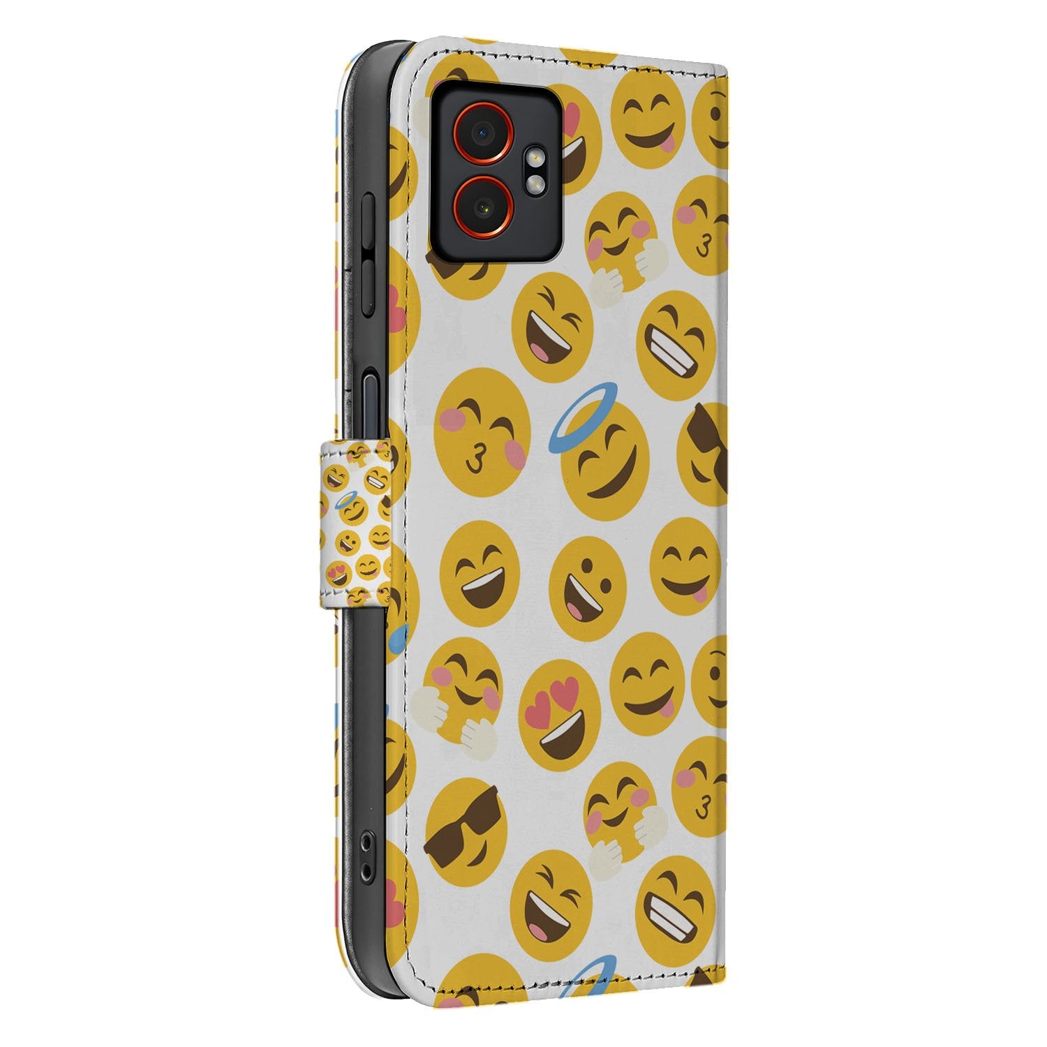 Samsung Galaxy Xcover 7 Pro Bookcase Hoesje Emoji Fiesta zijkant