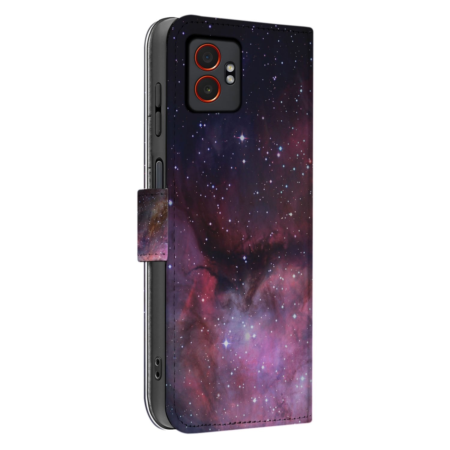 Samsung Galaxy Xcover 7 Pro Portemonnee Hoesje Heelal Design zijaanzicht