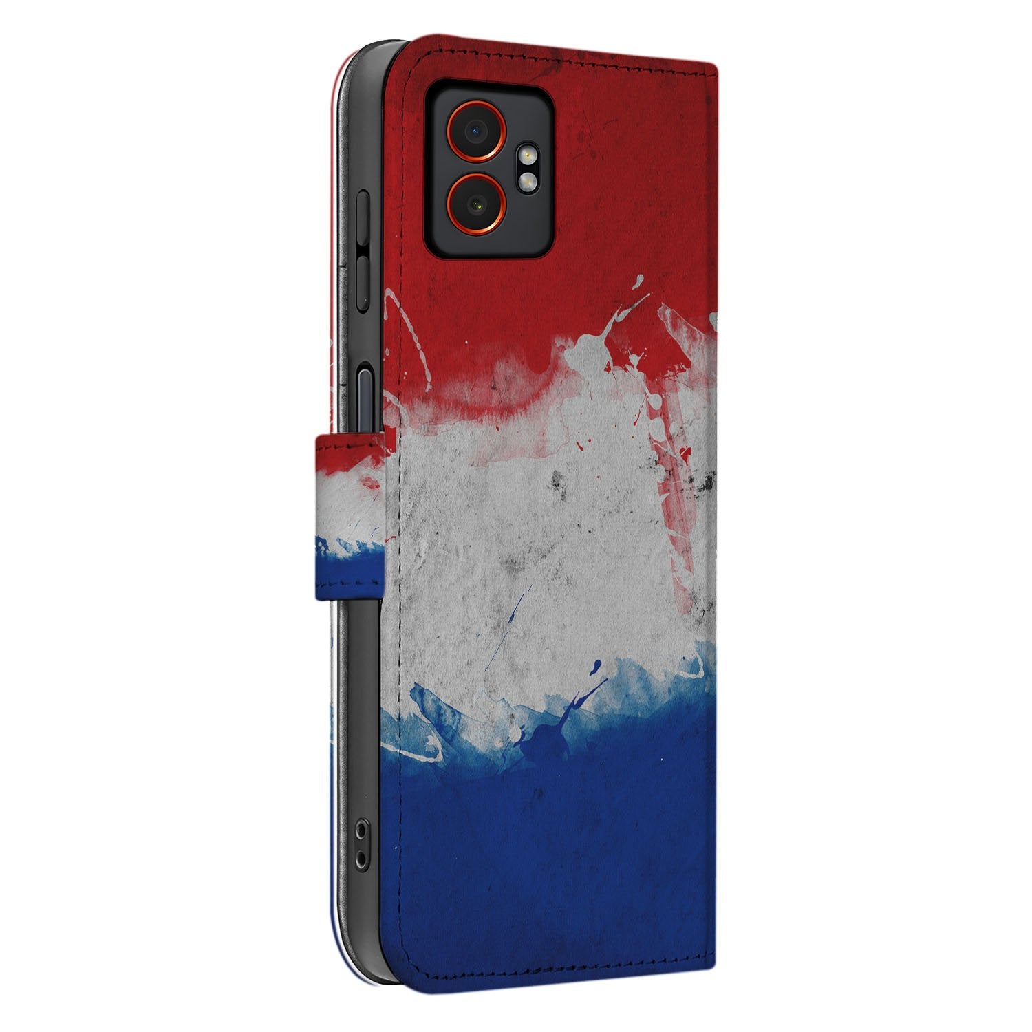 Samsung Galaxy Xcover 7 Pro Premium Bookcase Hoesje Nederlandse Vlag Met Pasjes Design zijkant
