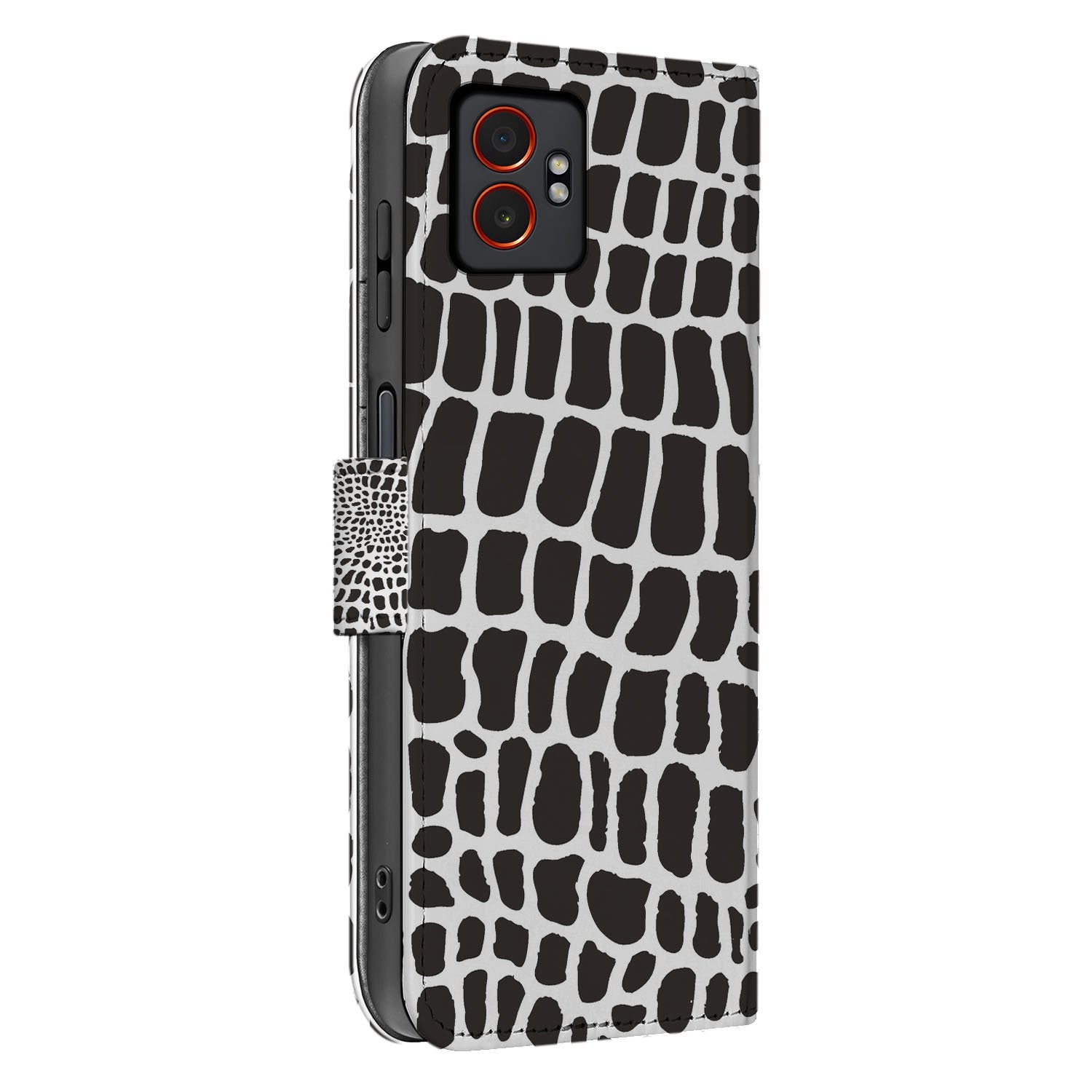Samsung Galaxy Xcover 7 Pro Slangenprint Design Book Case Hoesje Zijkant