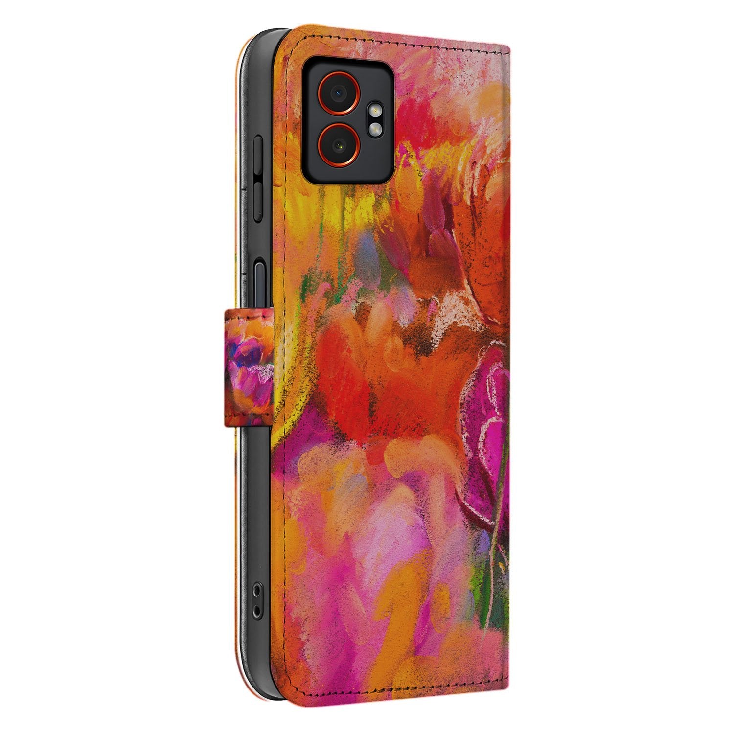 Tulips Samsung Galaxy Xcover 7 Pro Book Case Portemonnee Hoesje kleurrijk ontwerp zijkant