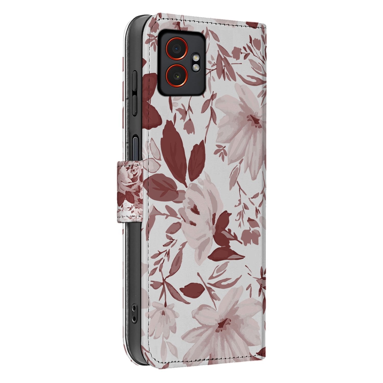 Samsung Galaxy Xcover 7 Pro Book Case & Portemonnee Hoesje Watercolor Flowers Design zij aanzicht