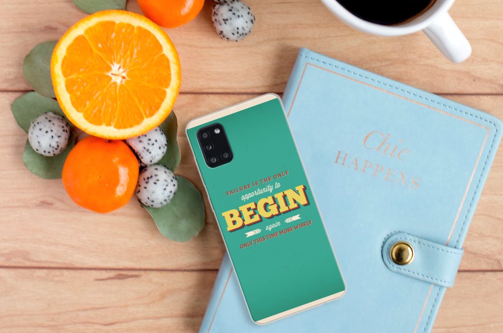 Samsung Galaxy A31 Siliconen hoesje met naam Quote Begin B2C Telecom