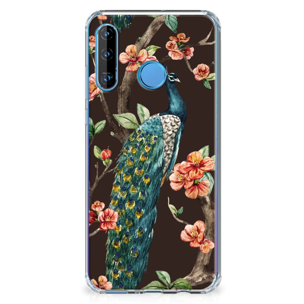 Huawei P30 Lite Case Anti-shock Pauw met Bloemen