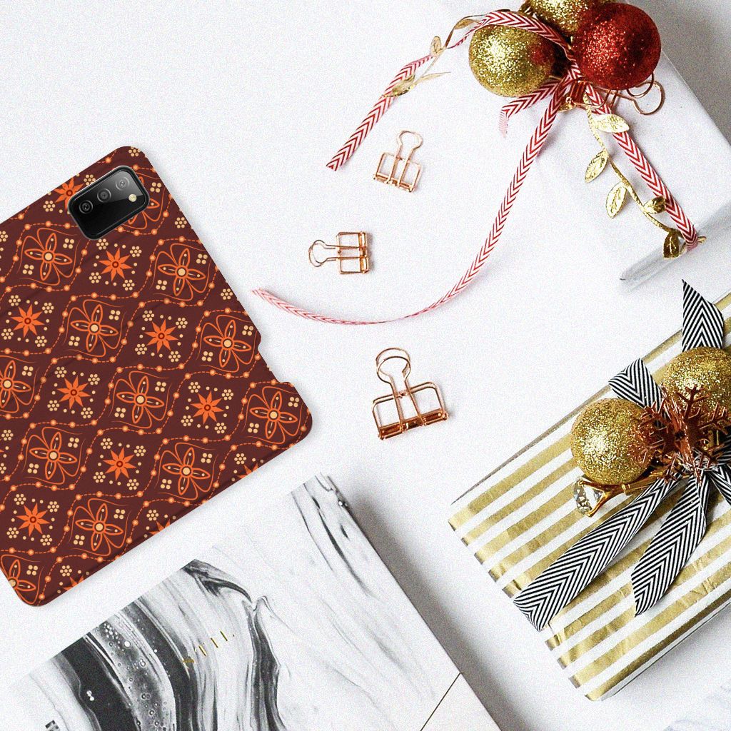 Samsung Galaxy M02s | A02s Hoesje met Magneet Batik Brown - B2C Telecom