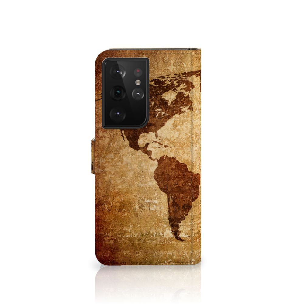 Samsung Galaxy S21 Ultra Flip Cover Wereldkaart