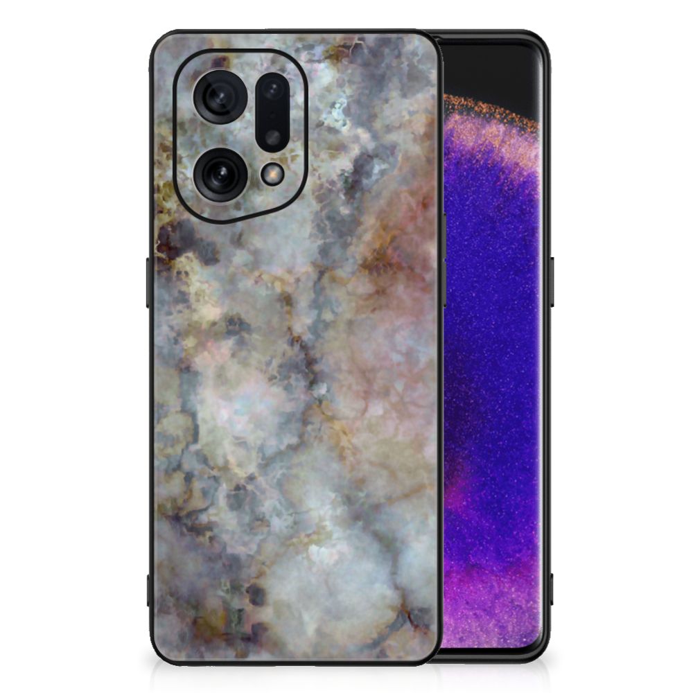 OPPO Find X5 Marmeren Print Telefoonhoesje Marmer Grijs