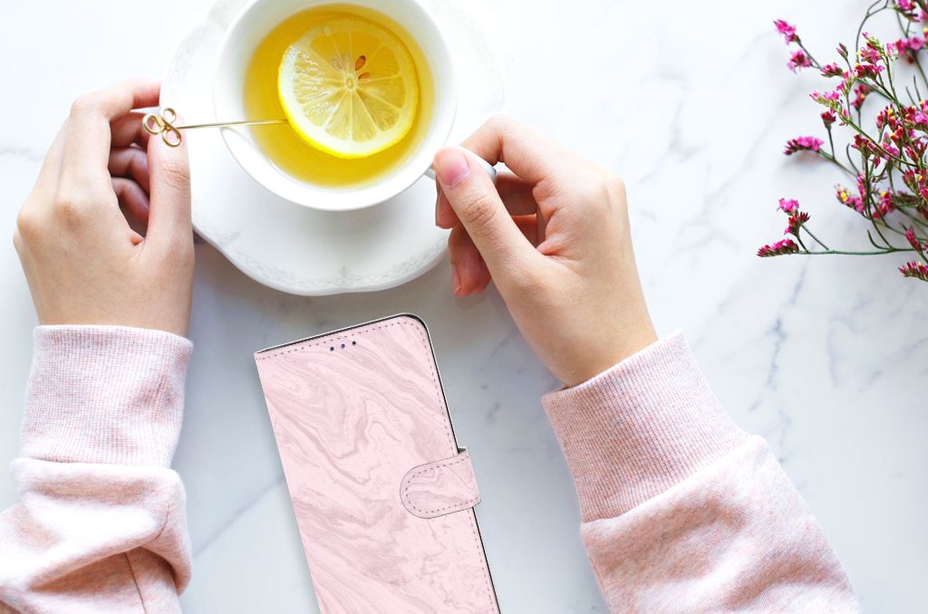 Motorola Moto G22 Bookcase Marble Pink - Origineel Cadeau Vriendin