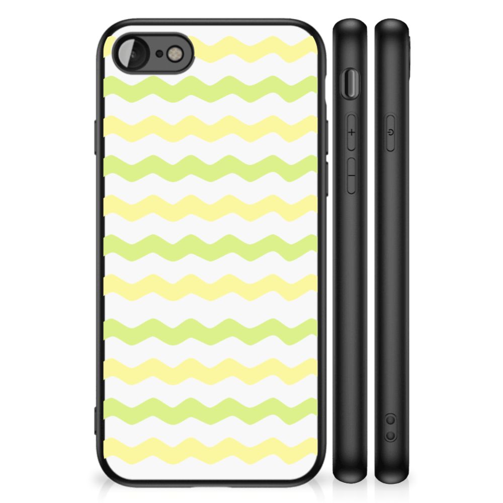 iPhone SE 2022 | SE 2020 | 7/8 Back Case Waves Yellow with green and yellow zig-zag pattern design.