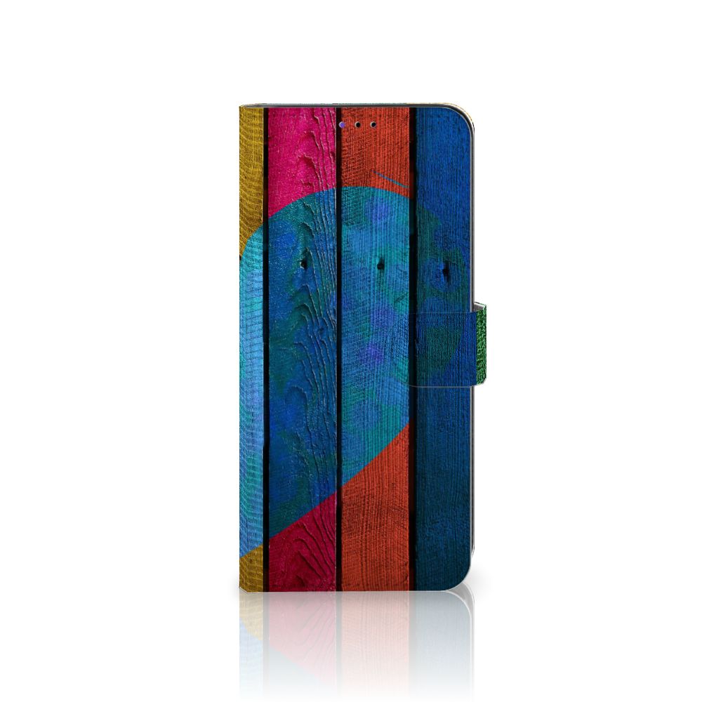 Samsung Galaxy A22 5G Book Style Case Wood Heart - Cadeau voor je Vriend