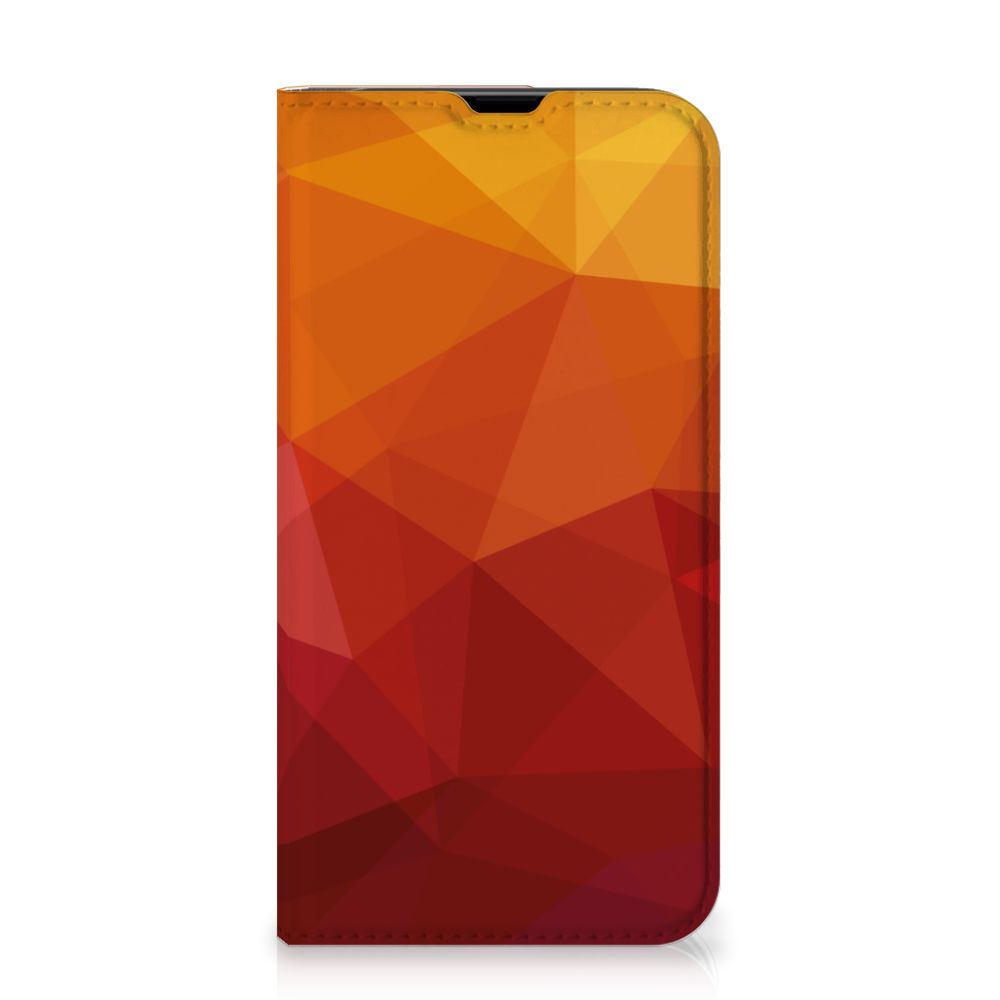 Stand Case voor iPhone 13 Pro Polygon Red met abstracte kleuren en geometrisch design.