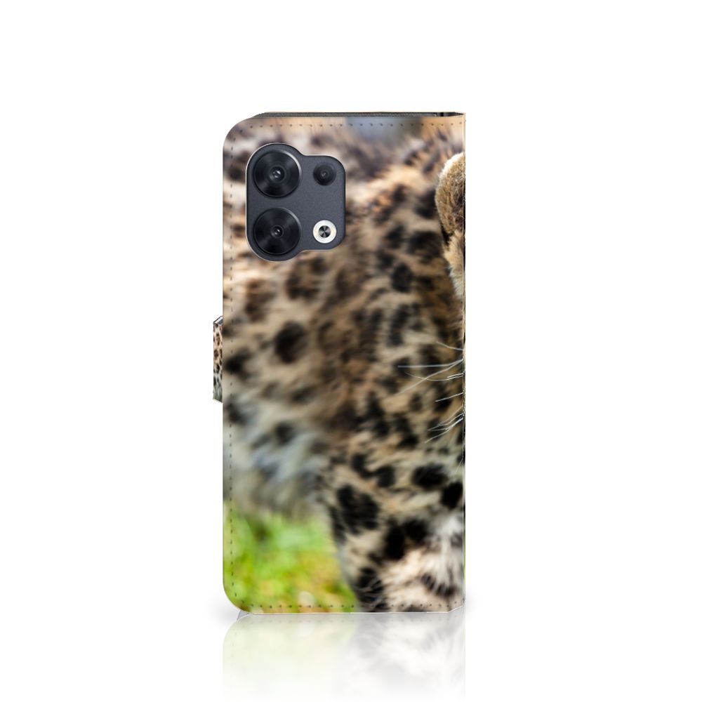 OPPO Reno8 Telefoonhoesje met Pasjes Baby Luipaard