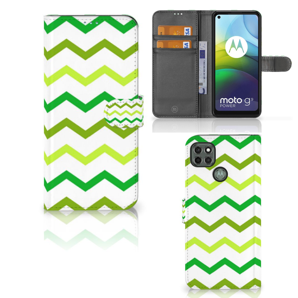 Motorola Moto G9 Power Telefoon Hoesje Zigzag Groen