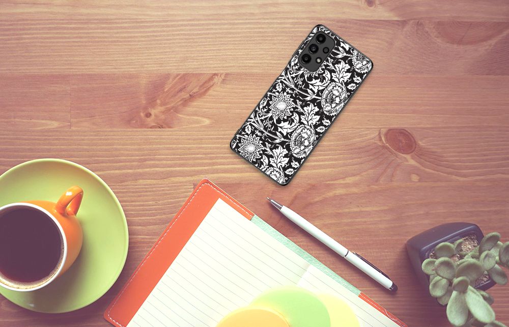 Samsung Galaxy A13 4G Bloemen Hoesje Black Flowers B2C Telecom