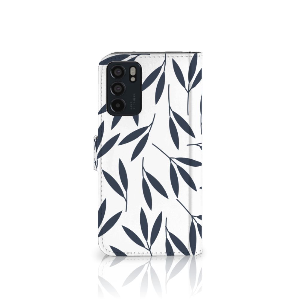 OPPO Reno6 5G Hoesje Leaves Blue