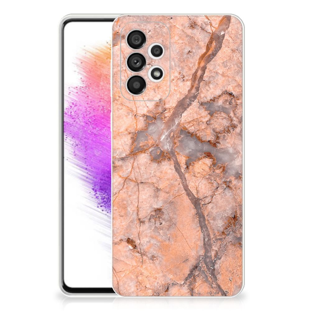 Samsung Galaxy A73 5G TPU Siliconen Hoesje Marmer Oranje B2C Telecom