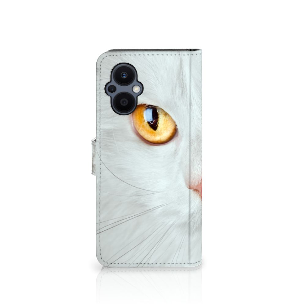 OPPO Reno 8 Lite | OnePlus Nord N20 Telefoonhoesje met Pasjes Witte Kat