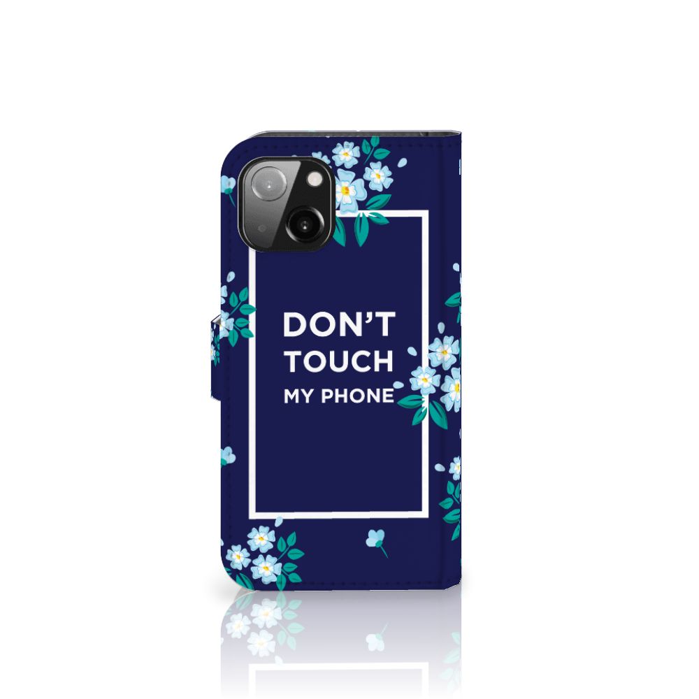 Apple iPhone 13 Portemonnee Hoesje Flowers Blue DTMP