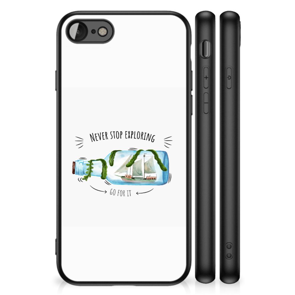 iPhone SE 2022 | SE 2020 | 7/8 Hoesje Boho Bottle met 'Never Stop Exploring' design op een TPU back cover