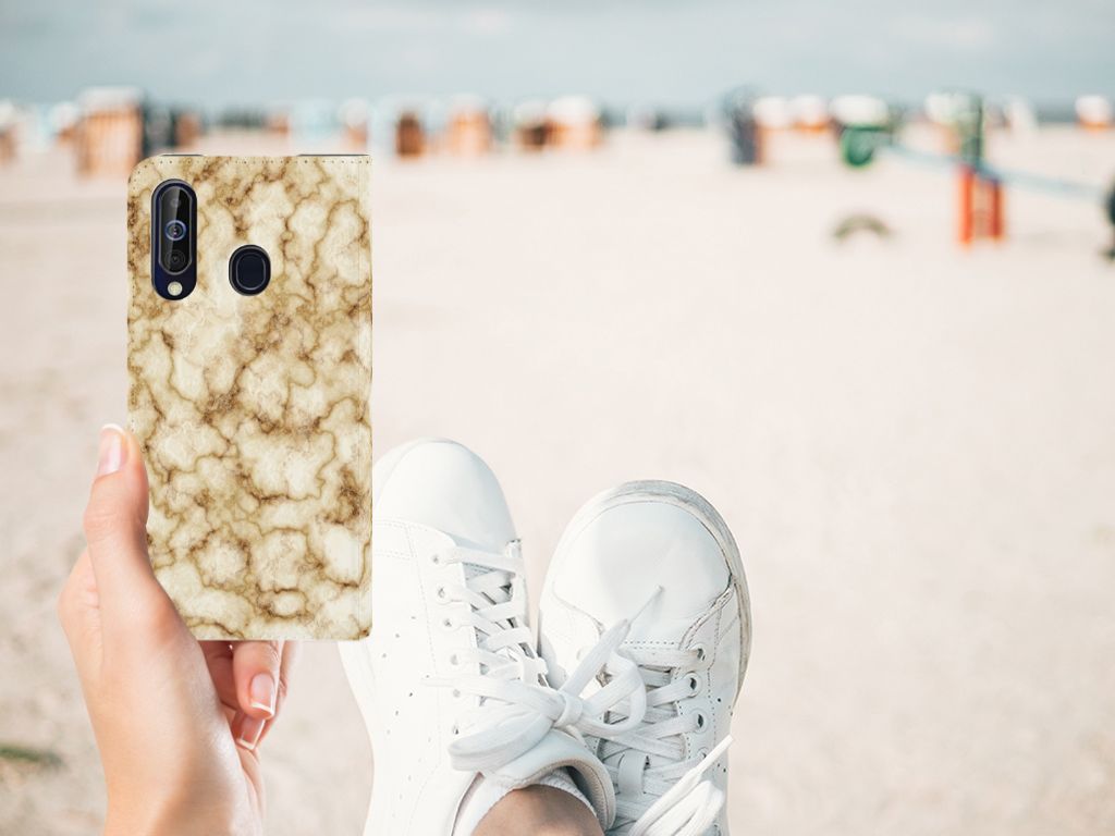 Samsung Galaxy A60 Standcase Marmer Goud