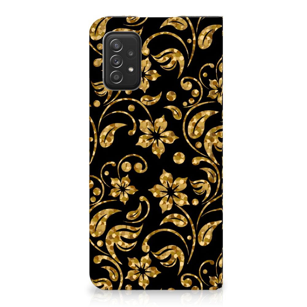Samsung Galaxy A03s Smart Cover Gouden Bloemen - B2C Telecom