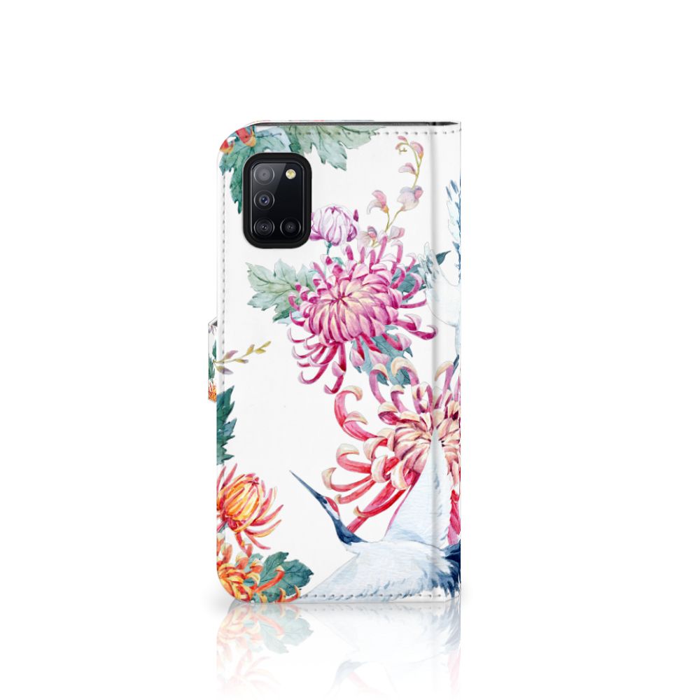 Samsung Galaxy A31 Telefoonhoesje met Pasjes Bird Flowers