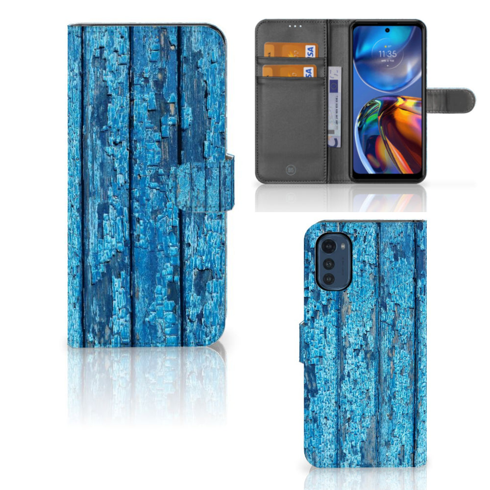 Motorola Moto E32 | Moto E32s Book Style Case Wood Blue