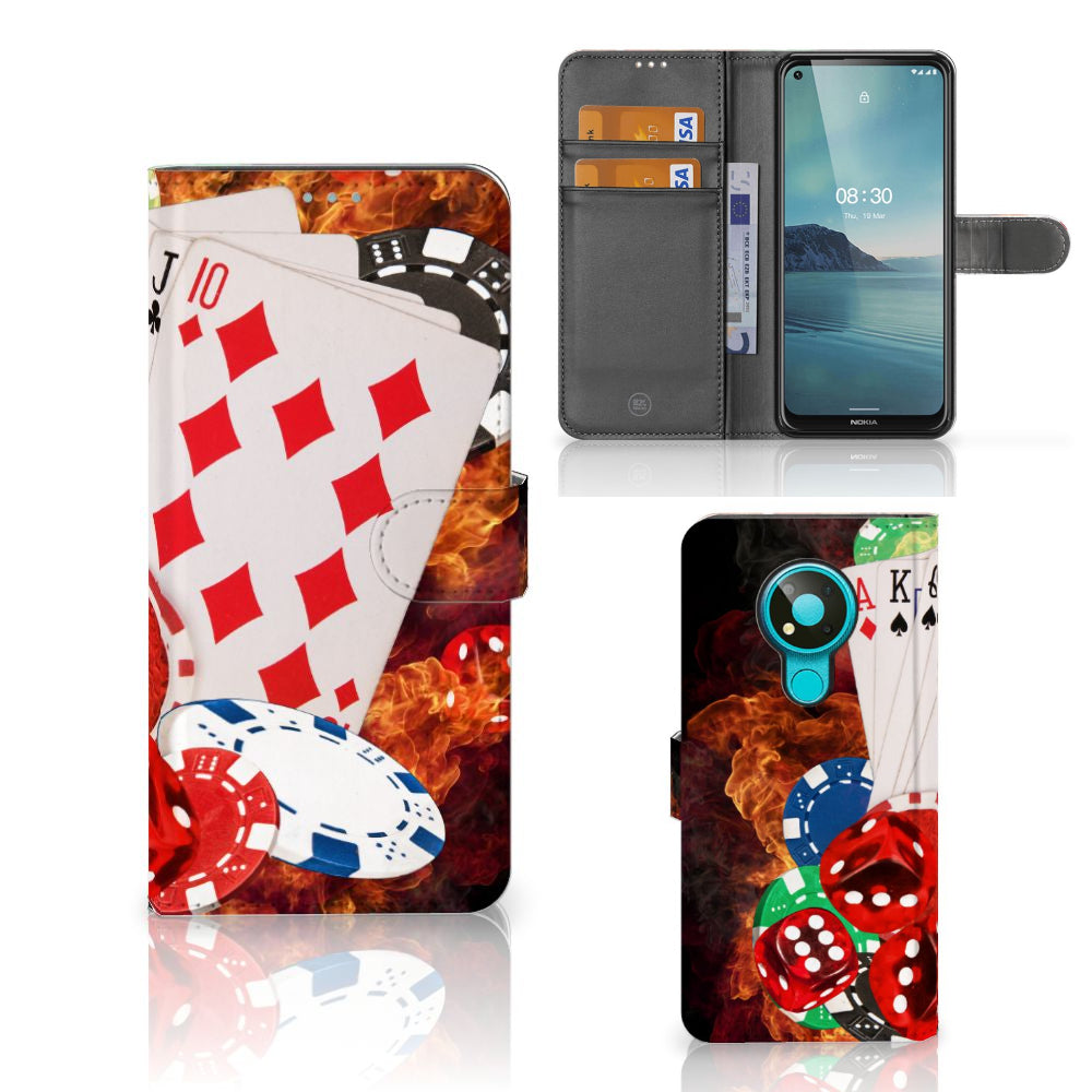 Nokia 3.4 Wallet Case met Pasjes Casino