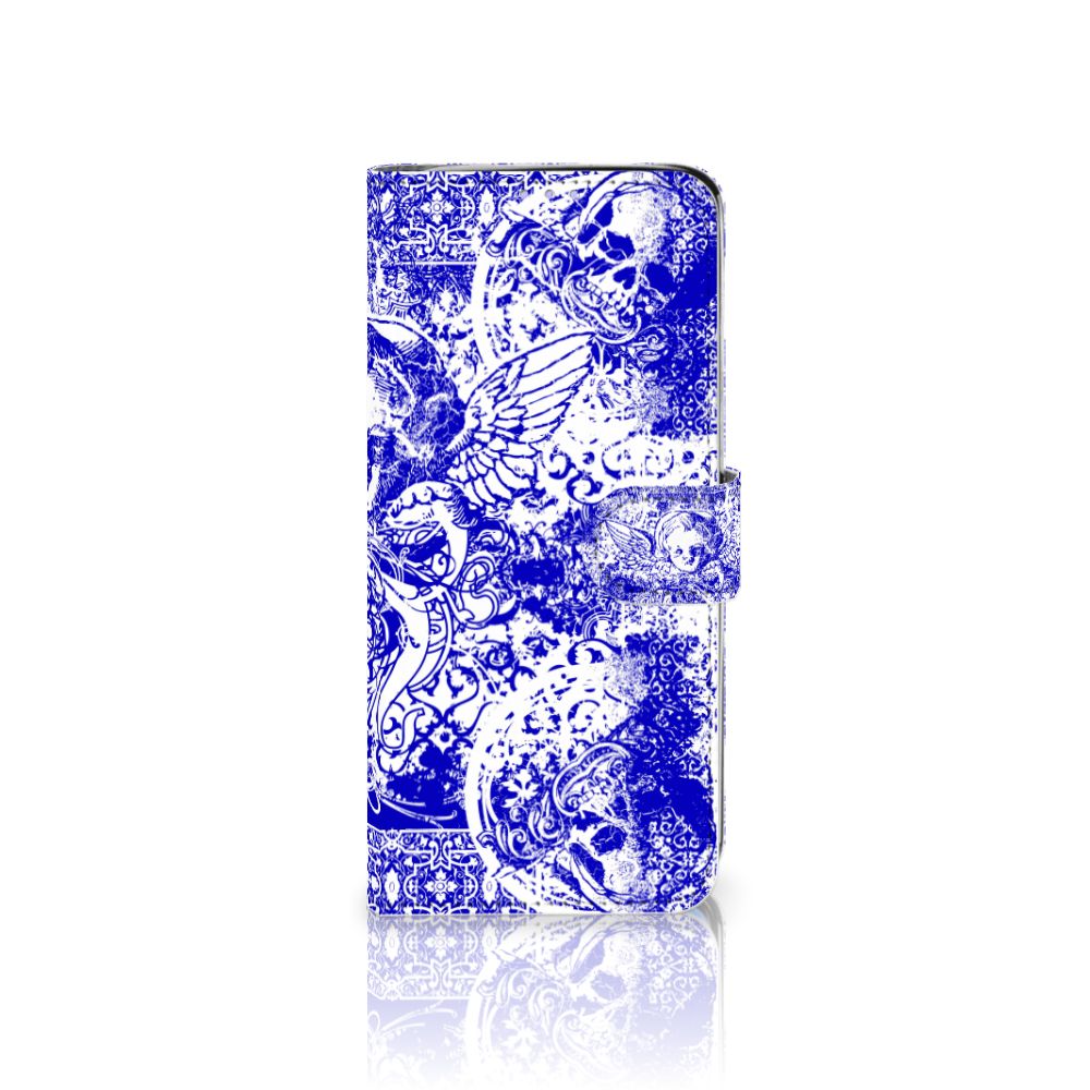 Telefoonhoesje met Naam Samsung Galaxy S20 Plus Angel Skull Blauw