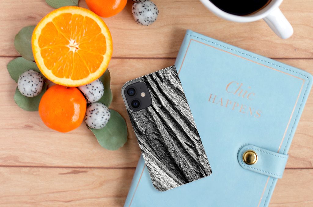 Book Wallet Case iPhone 12 Mini Boomschors Grijs - B2C Telecom